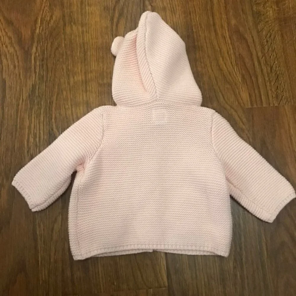 NWT Baby Gap pink bear Sweater cardigan 0-3